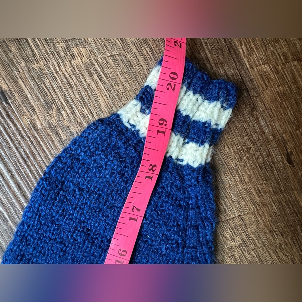 Vintage Hand-knit by Grandma Penn State sweater PSU Nittany Lions blue white XS - Picture 11 of 11